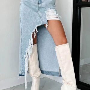 Distressed Denim Skirt